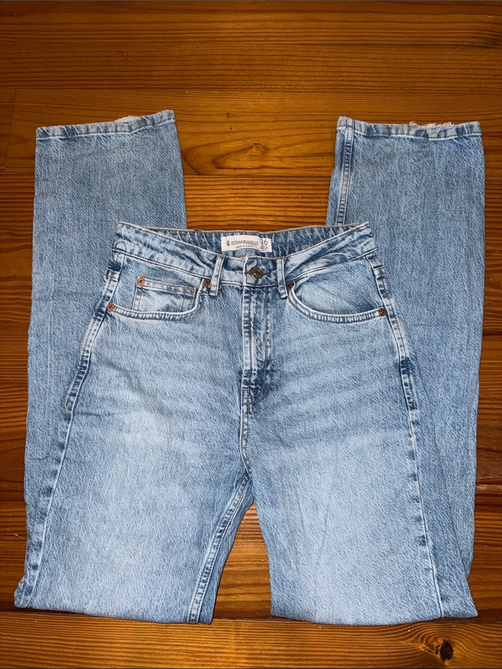 stradivarius Light Blue Straight Leg Women Jeans